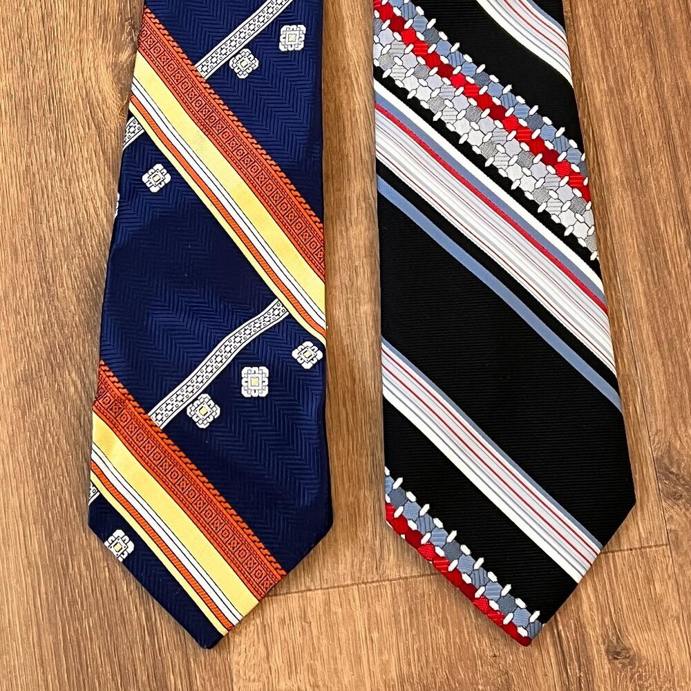 Vintage Beau Brummell and Excello Bold Pattern Wide Ties (2)